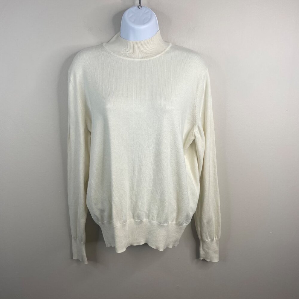 Boutique Womens Academia Heritage Turtleneck Sweater Large Preppy Neutral Layer
